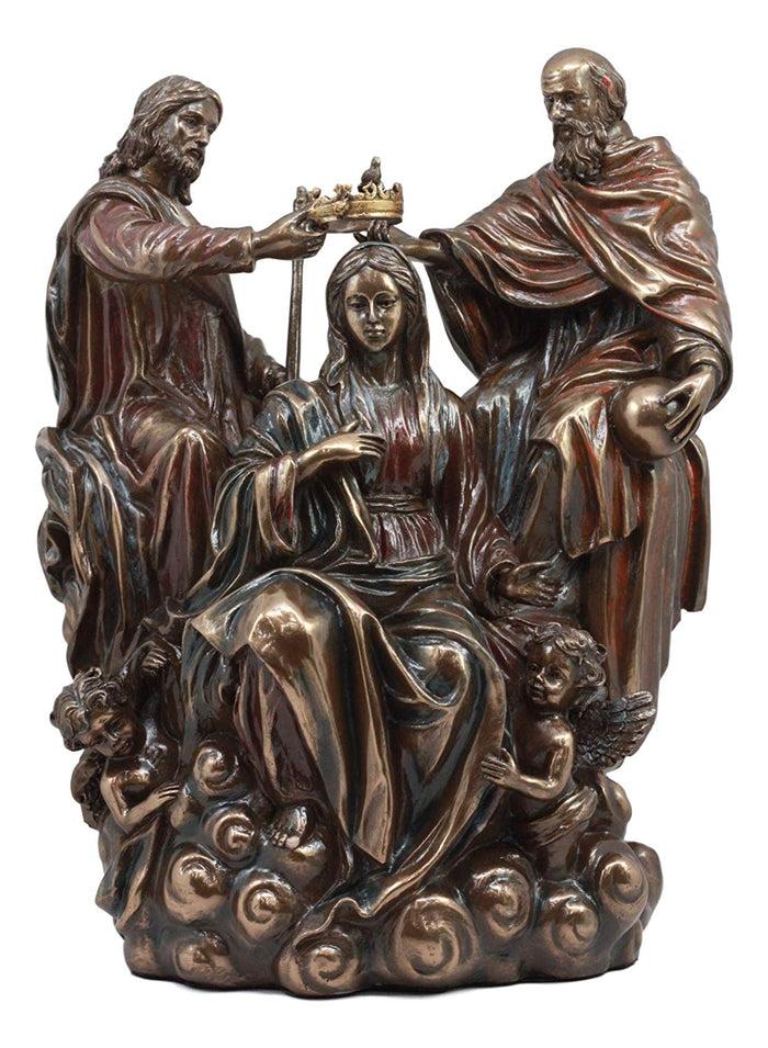 ebros gift Ebros Gift Heavenly Coronation of The Virgin Statue Mother Mary Queen of Heaven with Jesus and God Sculpture Exaltation of The Holy Mother Figurine Catholic Religious Altar Decor Sculpture