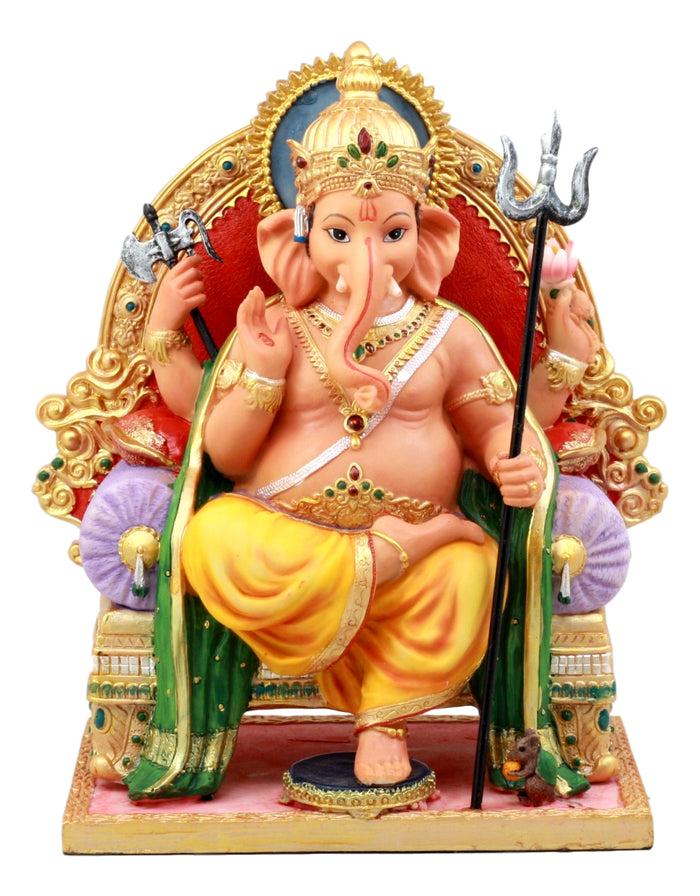 ebros gift Ebros Gift Hindu Lord Ganesha Sitting On Throne Statue Elephant God Decorative Figurine
