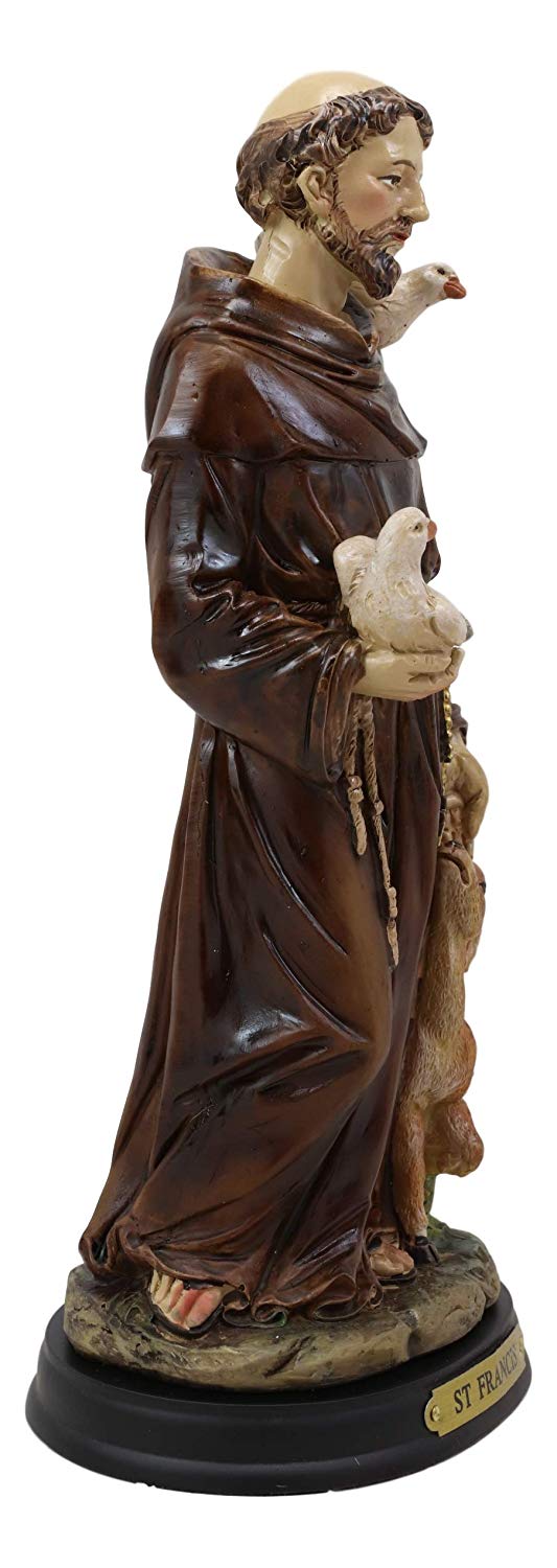Ebros Gift Ebros Gift Holy Catholic Saint Francis Of Assisi With Doves And Deer Statue 8.25" H Devoted Monk Patron Of Animals & Environment Servant Of Christ Altar Sanctuary Figurine Sculpture