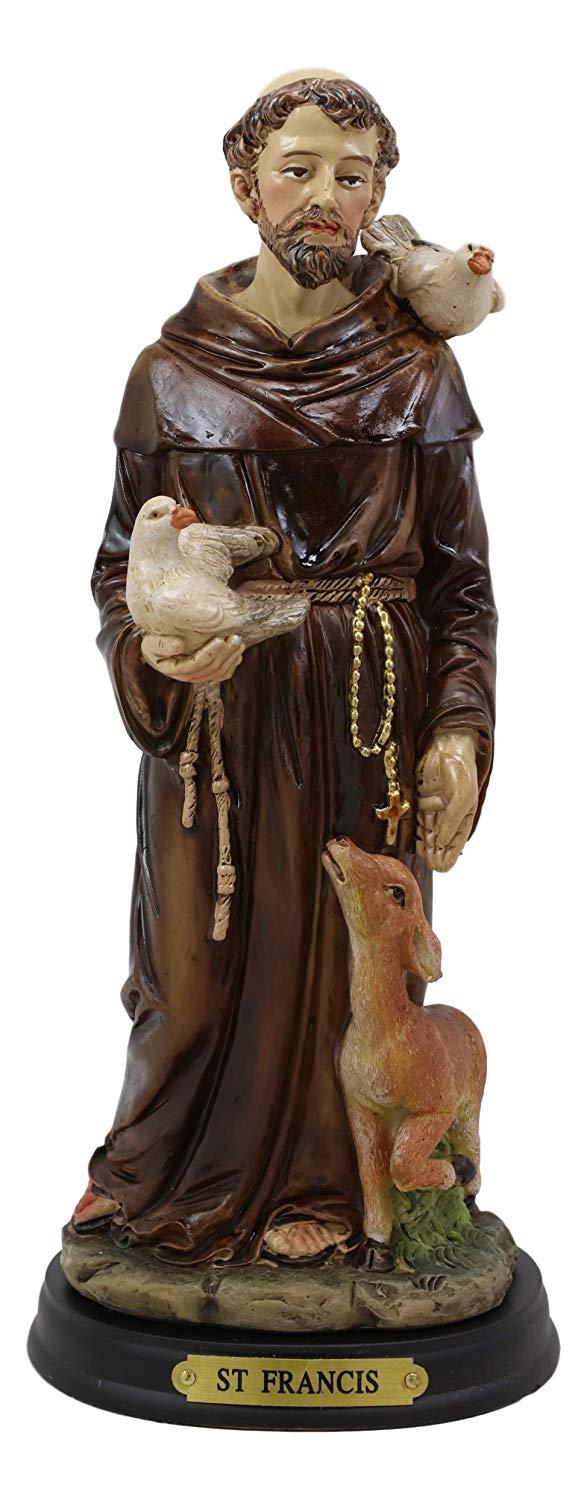 Ebros Gift Ebros Gift Holy Catholic Saint Francis Of Assisi With Doves And Deer Statue 8.25" H Devoted Monk Patron Of Animals & Environment Servant Of Christ Altar Sanctuary Figurine Sculpture