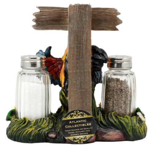 Ebros Gift Ebros Gift Hot & Spicy Chicks Sign Rooster Glass Salt Pepper Shakers Holder