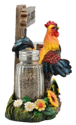 Ebros Gift Ebros Gift Hot & Spicy Chicks Sign Rooster Glass Salt Pepper Shakers Holder
