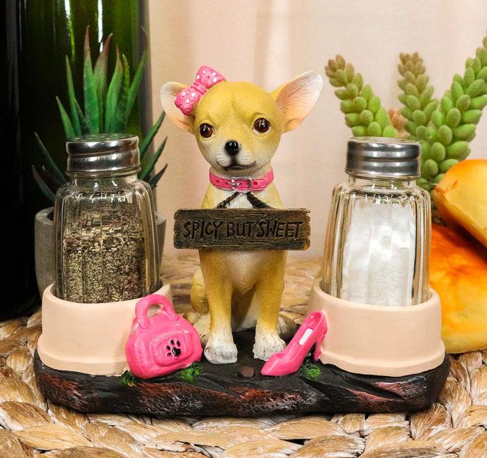 ebros gift Ebros Gift Hot & Spicy Glamour Pink Girl Chihuahua Dog Glass Salt Pepper Shakers Holder Figurine Teacup Female Chihuahua Decor