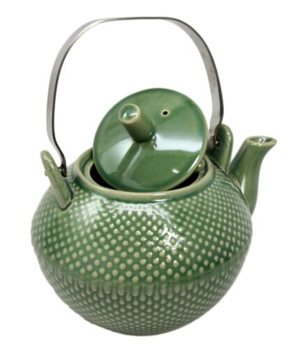 Ebros Gift Ebros Gift Imperial Spotted Texture Teapot With Stainless Steel Handle 28oz (Green)