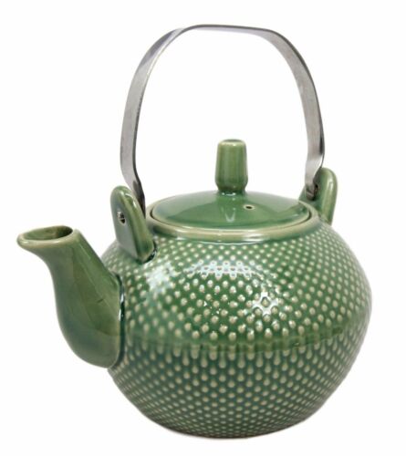 Ebros Gift Ebros Gift Imperial Spotted Texture Teapot With Stainless Steel Handle 28oz (Green)