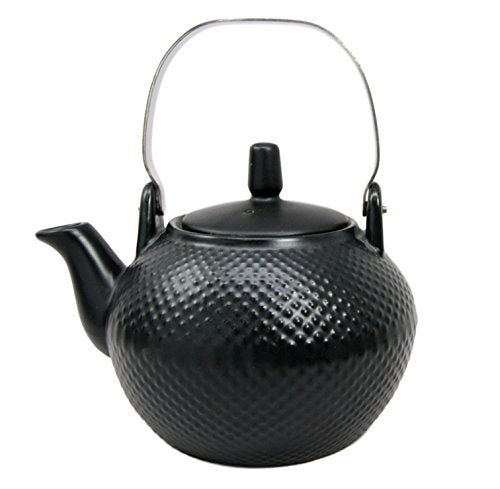 Ebros Gift Ebros Gift Imperial Spotted Texture Teapot With Stainless Steel Handle 28oz (Black)