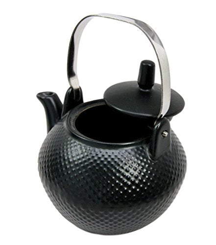 Ebros Gift Ebros Gift Imperial Spotted Texture Teapot With Stainless Steel Handle 28oz (Black)