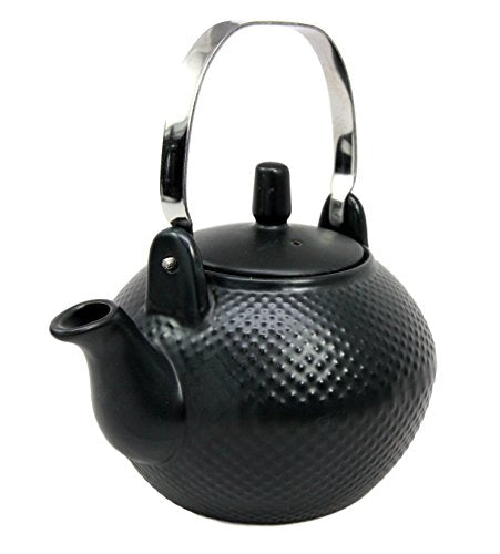 Ebros Gift Ebros Gift Imperial Spotted Texture Teapot With Stainless Steel Handle 28oz (Black)