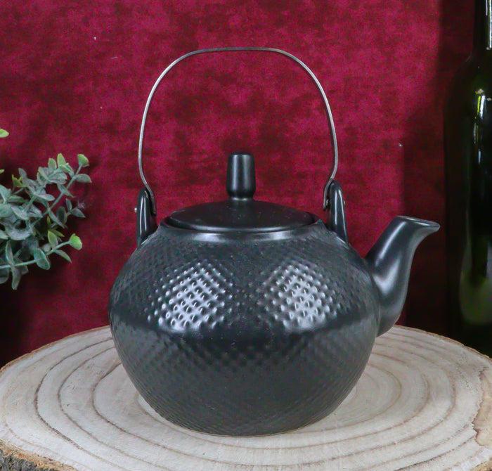 ebros gift Ebros Gift Imperial Spotted Texture Teapot With Stainless Steel Handle 28oz (Black)
