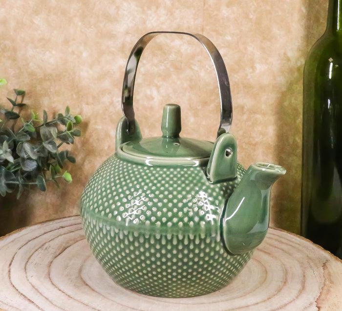 ebros gift Ebros Gift Imperial Spotted Texture Teapot With Stainless Steel Handle 28oz (Green)