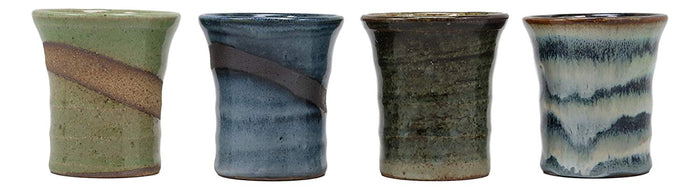 Ebros Gift Ebros Gift Japanese Colorful Abstract Art Natural Glazed Porcelain 5oz Drink Coffee Tea Cup Set Of 4 Made In Japan Artistic Pottery Decor Of Asian Fusion Decorative Earthenware Drinking Cups