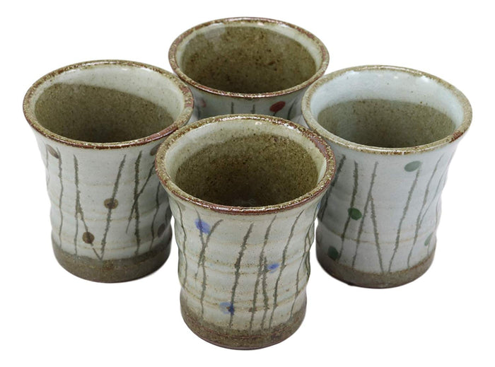 Ebros Gift Ebros Gift Japanese Colorful Catkins Pussy Willows Natural Glazed Porcelain 5oz Drink Coffee Tea Cup Set Of 4 Made In Japan Artistic Pottery Decor Of Asian Fusion Decorative Earthenware Drinking Cups
