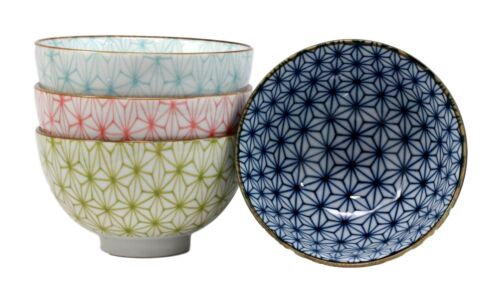 Ebros Gift Ebros Gift Japanese Colorful Matrix Polygon Bowls Food Safe 4.5" Diameter Japanese Decorative Bowl Set Of 4 Ceramic