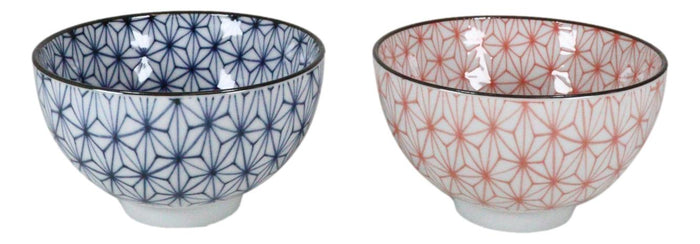 Ebros Gift Ebros Gift Japanese Colorful Matrix Polygon Bowls Food Safe 4.5" Diameter Japanese Decorative Bowl Set Of 4 Ceramic