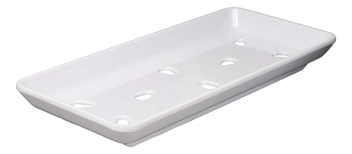 Ebros Gift Ebros Gift Japanese Raw Food Preparation And Storage White Neta Zara Melamine Sushi Sashimi Chef Serving Plate With Drip Holes For Sushi Case 8.25"L X 3.75"W Restaurant Supply (Pack Of 2)