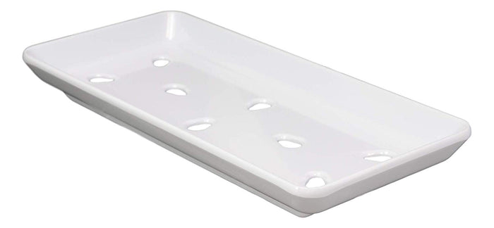 Ebros Gift Ebros Gift Japanese Raw Food Preparation And Storage White Neta Zara Melamine Sushi Sashimi Chef Serving Plate With Drip Holes For Sushi Case 8.25"L X 3.75"W Restaurant Supply (Pack Of 2)