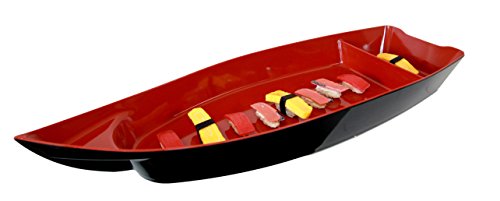 Ebros Gift Ebros Gift Japanese Traditional Large 27.5" Long Red Plastic Lacquer Sushi Fishing Boat