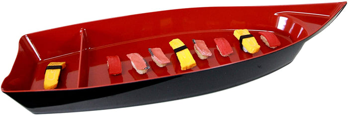 Ebros Gift Ebros Gift Japanese Traditional Large 27.5" Long Red Plastic Lacquer Sushi Fishing Boat