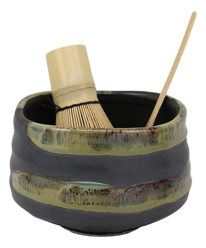 Ebros Gift Ebros Gift Japanese Traditional Tea Ceremony Matcha Green Bowl Whisk & Scoop Set