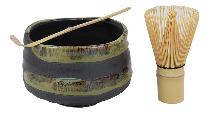 ebros gift Ebros Gift Japanese Traditional Tea Ceremony Matcha Green Bowl Whisk & Scoop Set
