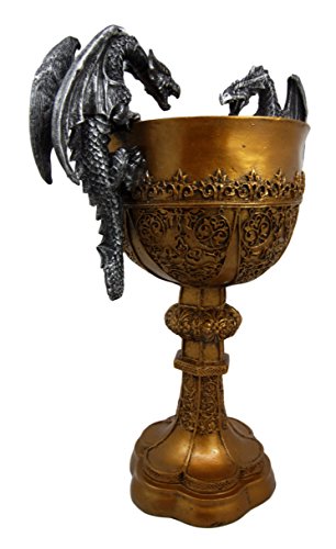 Ebros Gift Ebros Gift King Arthur Pendragon Chalice - Dragon Handles - 10.5"H Medieval Goblet