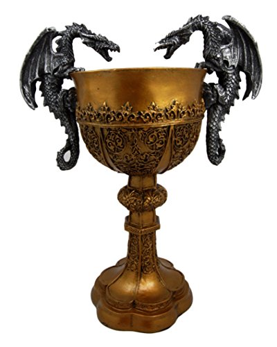 Ebros Gift Ebros Gift King Arthur Pendragon Chalice - Dragon Handles - 10.5"H Medieval Goblet