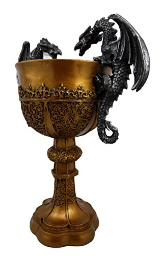 Ebros Gift Ebros Gift King Arthur Pendragon Chalice - Dragon Handles - 10.5"H Medieval Goblet
