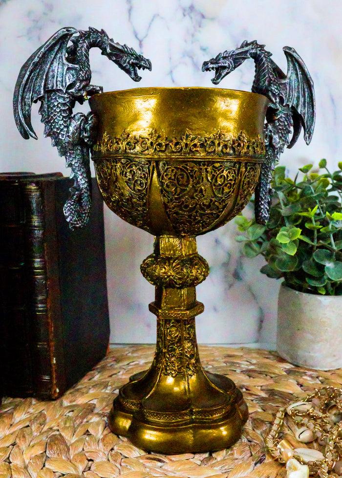ebros gift Ebros Gift King Arthur Pendragon Chalice - Dragon Handles - 10.5"H Medieval Goblet