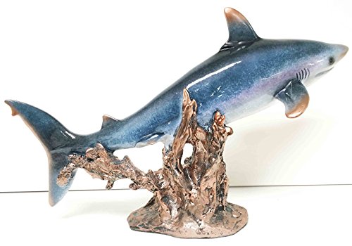 Ebros Gift Ebros Gift Large 17"L Ocean Marine Beach Coastal Predator Great White Shark Statue Deep Blue Sea Figurine Home Decor