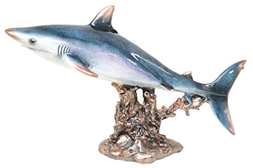 ebros gift Ebros Gift Large 17"L Ocean Marine Beach Coastal Predator Great White Shark Statue Deep Blue Sea Figurine Home Decor