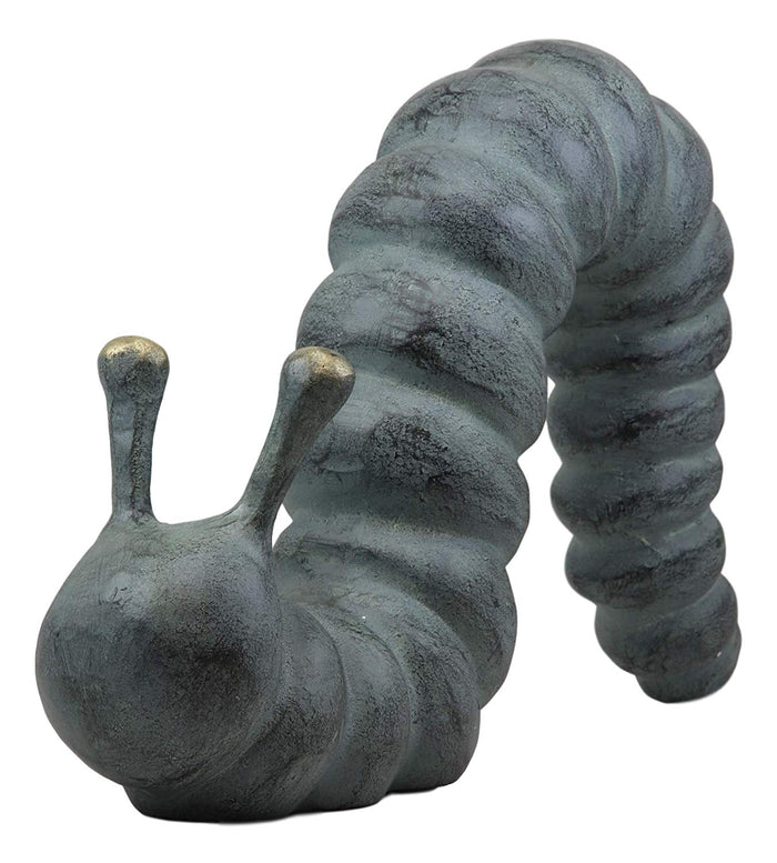 Ebros Gift Ebros Gift Large 17" Long Aluminum Metal Whimsical Metamorphosis Giant Caterpillar Worm Crawling Garden Statue Home Lawn Patio Pool Pond Decorative Sculpture Figurine