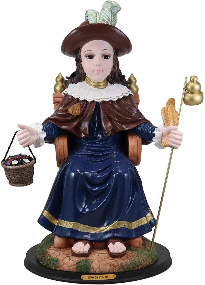 ebros gift Ebros Gift Large 19.5" Tall Roman Catholic Santo Nino De Holy Infant of Atocha Seated On Throne Statue Saint Devotional Sculpture with Brass Name Plate Prisoners' Deliverer Decorative Figurine