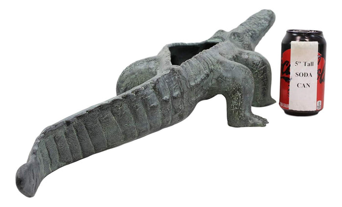 Ebros Gift Ebros Gift Large 24.5" Long Aluminum Metal Realistic Snapping Alligator Garden Greeter Planter Accent Statue Lake Home Patio Pool Exotic Decor Of Alligators Crocodile Gator Decorative Sculpture