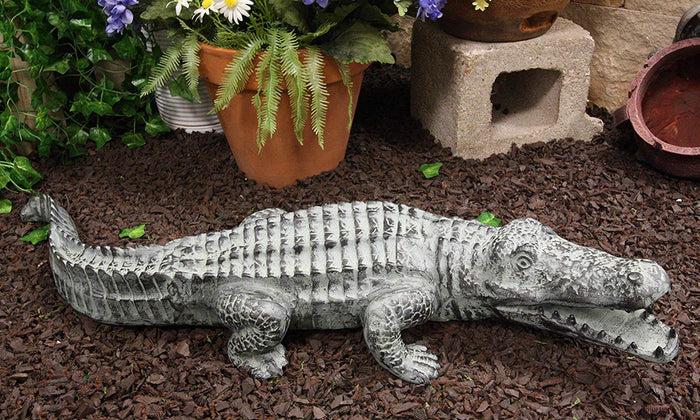 Ebros Gift Ebros Gift Large 32" Long Aluminum Metal Realistic Snapping Alligator 'Gargantuan' Garden Greeter Accent Statue Lake Home Patio Pool Exotic Decor Of Alligators Crocodile Gator Decorative Sculpture
