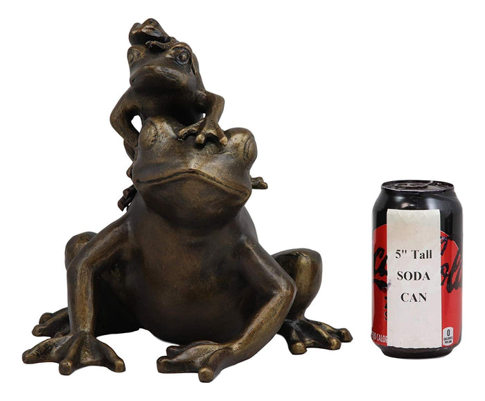 Ebros Gift Ebros Gift Large 9.75" Tall Aluminum Metal Whimsical Tiki Trio Frog Family On Acrobatic Piggyback Garden Statue Zen Feng Shui Frogs Home Garden Patio Pool Pond Decorative Sculpture