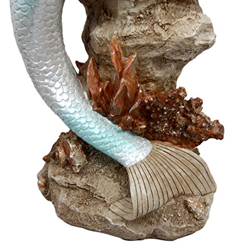 Ebros Gift Ebros Gift Large Aquamarine Goddess Mermaid Maiden Sitting On Sea Rock Figurine 17.75"H