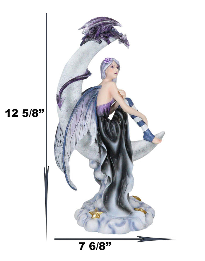 Ebros Gift Ebros Gift Large Celestial Crescent Moon Fairy With Pet Dragon Figurine 13"H