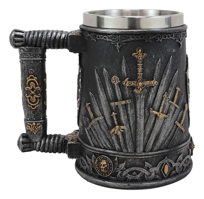 Ebros Gift Ebros Gift Large Medieval Dragon Iron Throne Of Swords And Heraldry Crest Shields Coffee Mug 14oz Drinking Beer Stein Tankard Cup Fantasy Dungeons And Dragons Elixir Of Life Valyrian Steel Blades