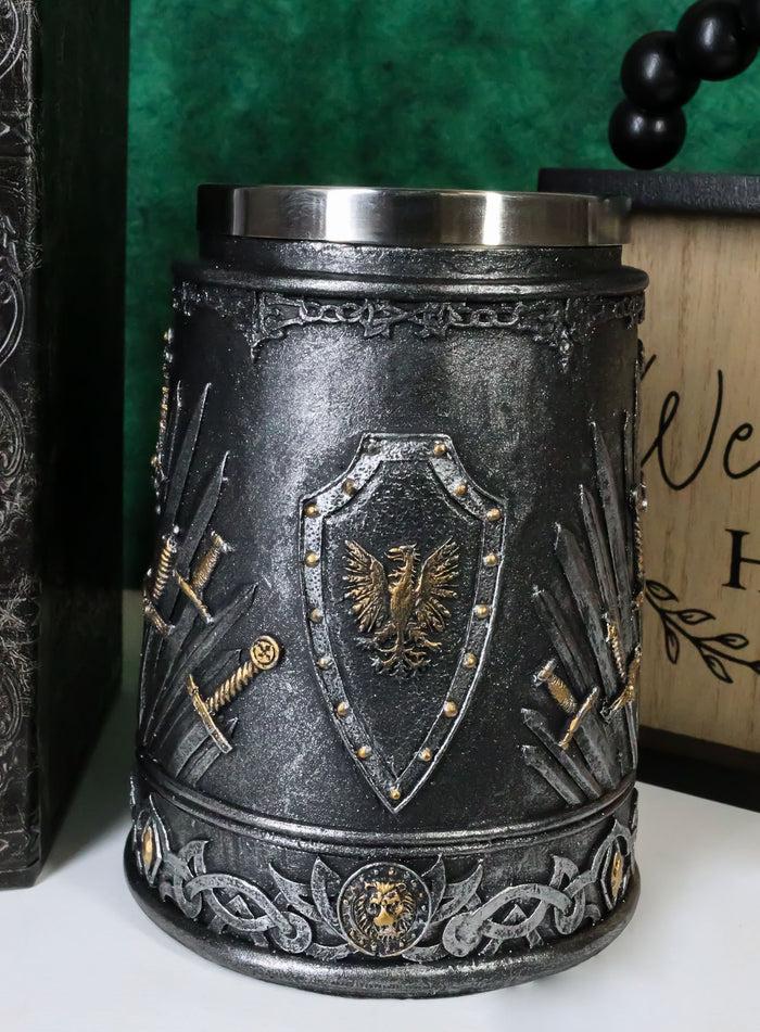 Ebros Gift Ebros Gift Large Medieval Dragon Iron Throne Of Swords And Heraldry Crest Shields Coffee Mug 14oz Drinking Beer Stein Tankard Cup Fantasy Dungeons And Dragons Elixir Of Life Valyrian Steel Blades