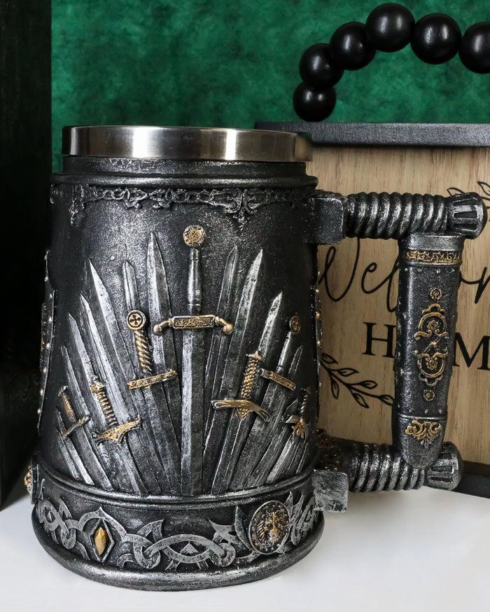 ebros gift Ebros Gift Large Medieval Dragon Iron Throne Of Swords And Heraldry Crest Shields Coffee Mug 14oz Drinking Beer Stein Tankard Cup Fantasy Dungeons And Dragons Elixir Of Life Valyrian Steel Blades