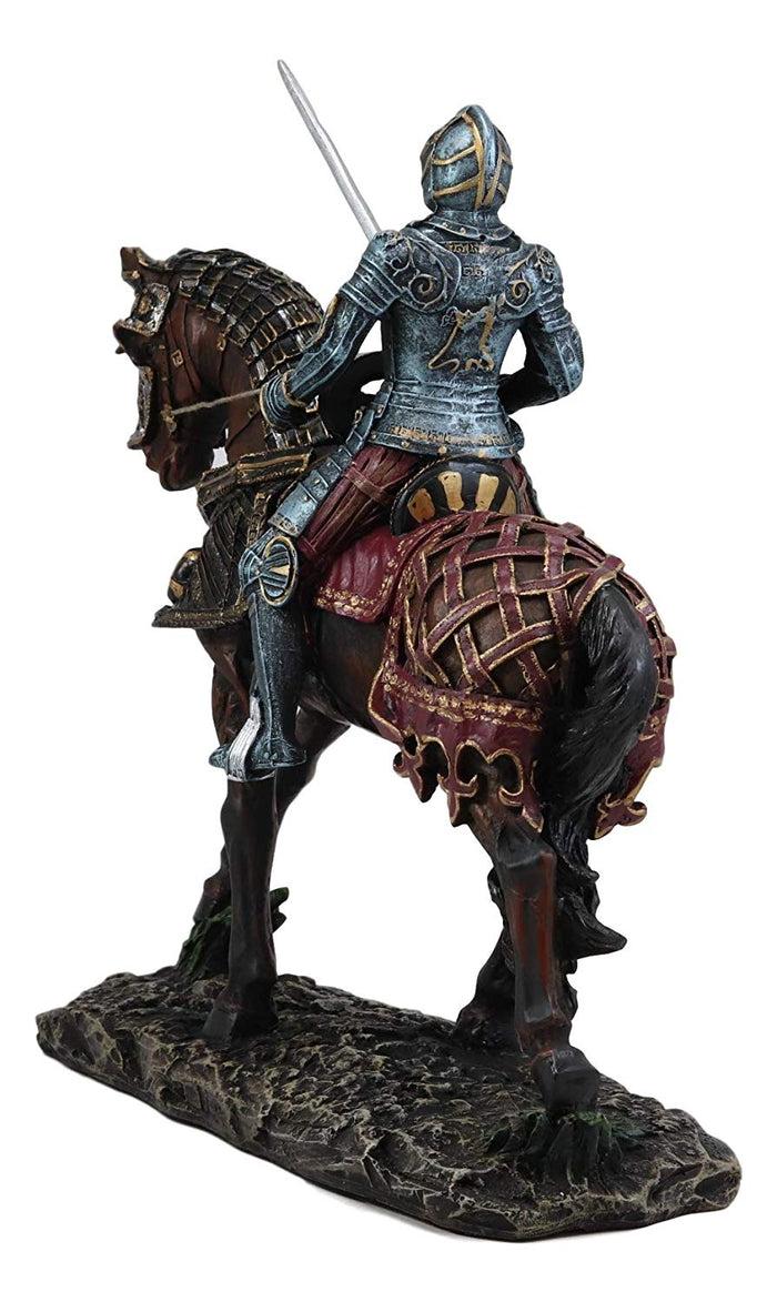 Ebros Gift Ebros Gift Large Medieval Royal Suit Of Armor European Knight With Long Sword Riding On Heavy Cavalry Horse Statue 12.75" Long