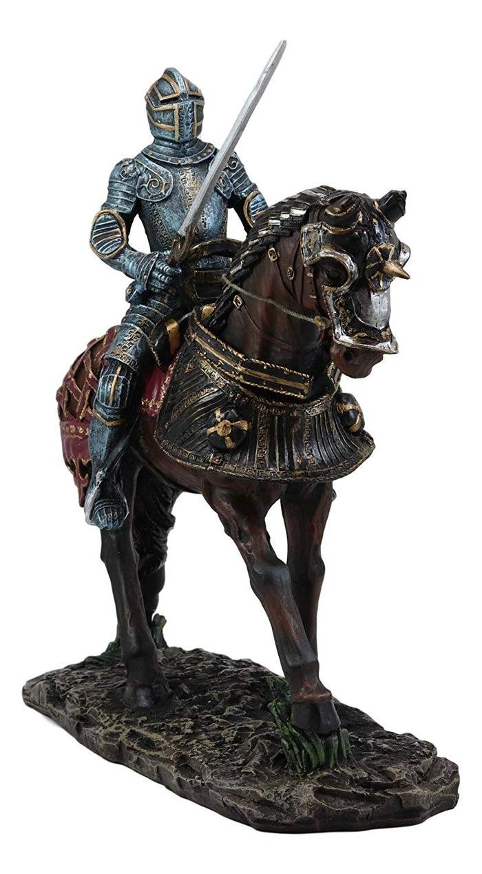 Ebros Gift Ebros Gift Large Medieval Royal Suit Of Armor European Knight With Long Sword Riding On Heavy Cavalry Horse Statue 12.75" Long