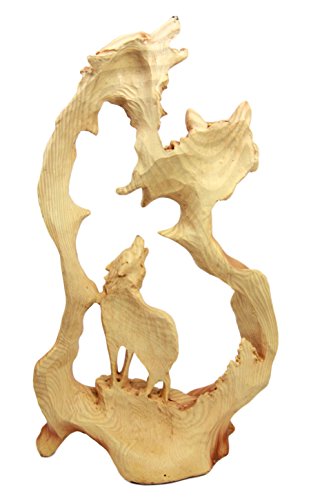 Ebros Gift Ebros Gift Large Nature Rustic Faux Wood Wildlife Scene Howling Wolf Pack Figurine 12.5"H