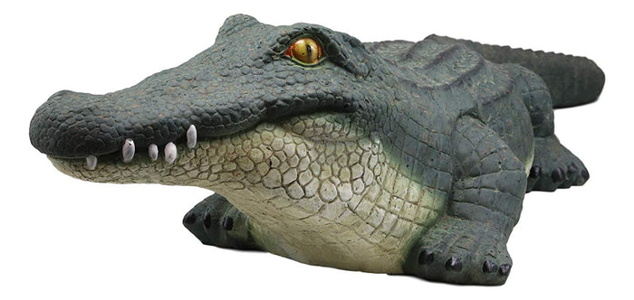 Ebros Gift Ebros Gift Large Realistic Chubby Crocodile On Belly Garden Accent Statue Lake Home Patio Pool Exotic Decor Of Alligators Crocodiles Caiman Gator Decorative Sculpture Figurine (31" Long)