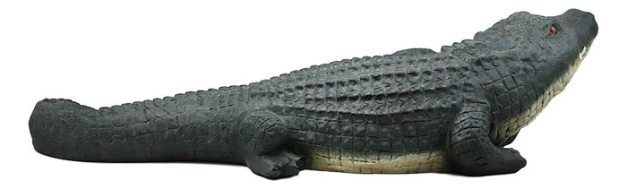 Ebros Gift Ebros Gift Large Realistic Crocodile Holding Welcome Sign Rock Garden Greeter Accent Statue Lake Home Patio Pool Exotic Decor Of Alligators Crocodiles Caiman Gator Decorative Sculpture (29" Long)