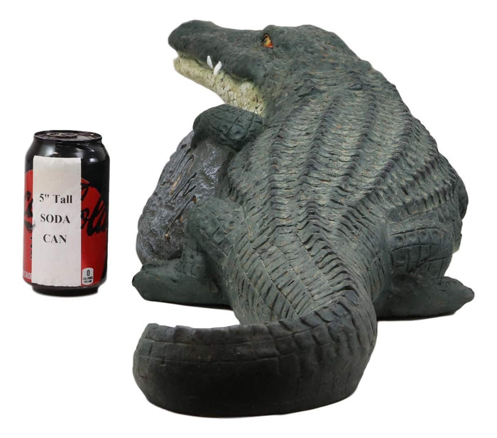 Ebros Gift Ebros Gift Large Realistic Crocodile Holding Welcome Sign Rock Garden Greeter Accent Statue Lake Home Patio Pool Exotic Decor Of Alligators Crocodiles Caiman Gator Decorative Sculpture (29" Long)