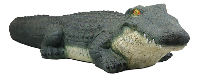 Ebros Gift Ebros Gift Large Realistic Crocodile On Belly Crawl Pose Garden Accent Statue Lake Home Patio Pool Exotic Decor Of Alligators Crocodiles Caiman Gator Decorative Sculpture Figurine (26" Long)