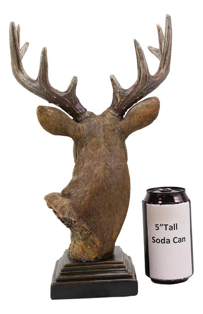Ebros Gift Ebros Gift Large Rustic Wild Forest Woodland 10 Point Emperor Buck Deer Bust Trophy Statue On Pedestal Base 14" Tall Red Stag Antlers Taxidermy Hunter Decor For Country Cabin Lodge Resort Figurine
