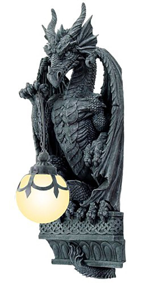 ebros gift Ebros Gift Large Sculptural Night Fury Guardian Dragon Wall Sconce Electrical Spherical Ball Lamp Fantasy Gothic Wall Plaque Decor