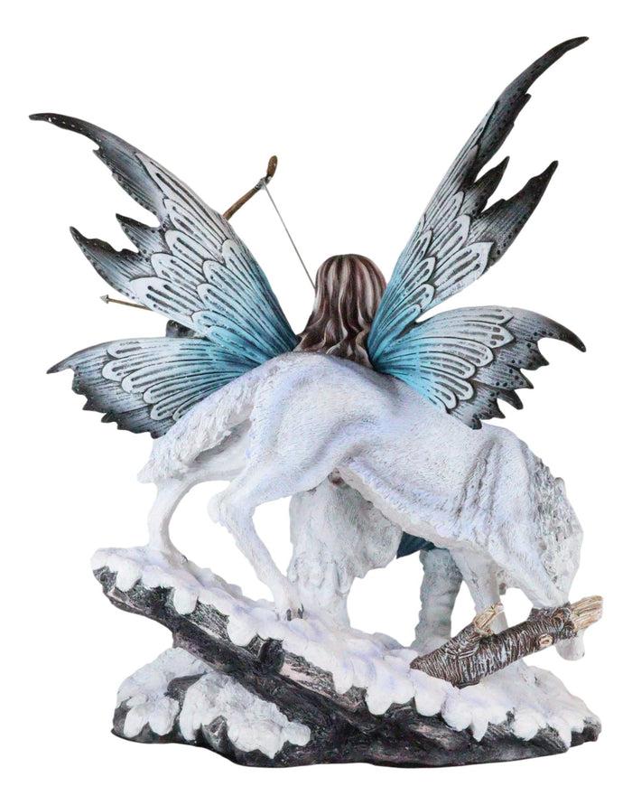 Ebros Gift Ebros Gift Large Snowcap Winter Huntress Fairy With Bow And Arrow By Alpha Wolf Fenrir Figurine 18"H